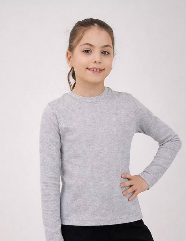 Лонгслів для дівчинки Smil Стрейчевий ластик 170 см Сірий меланж (114225)