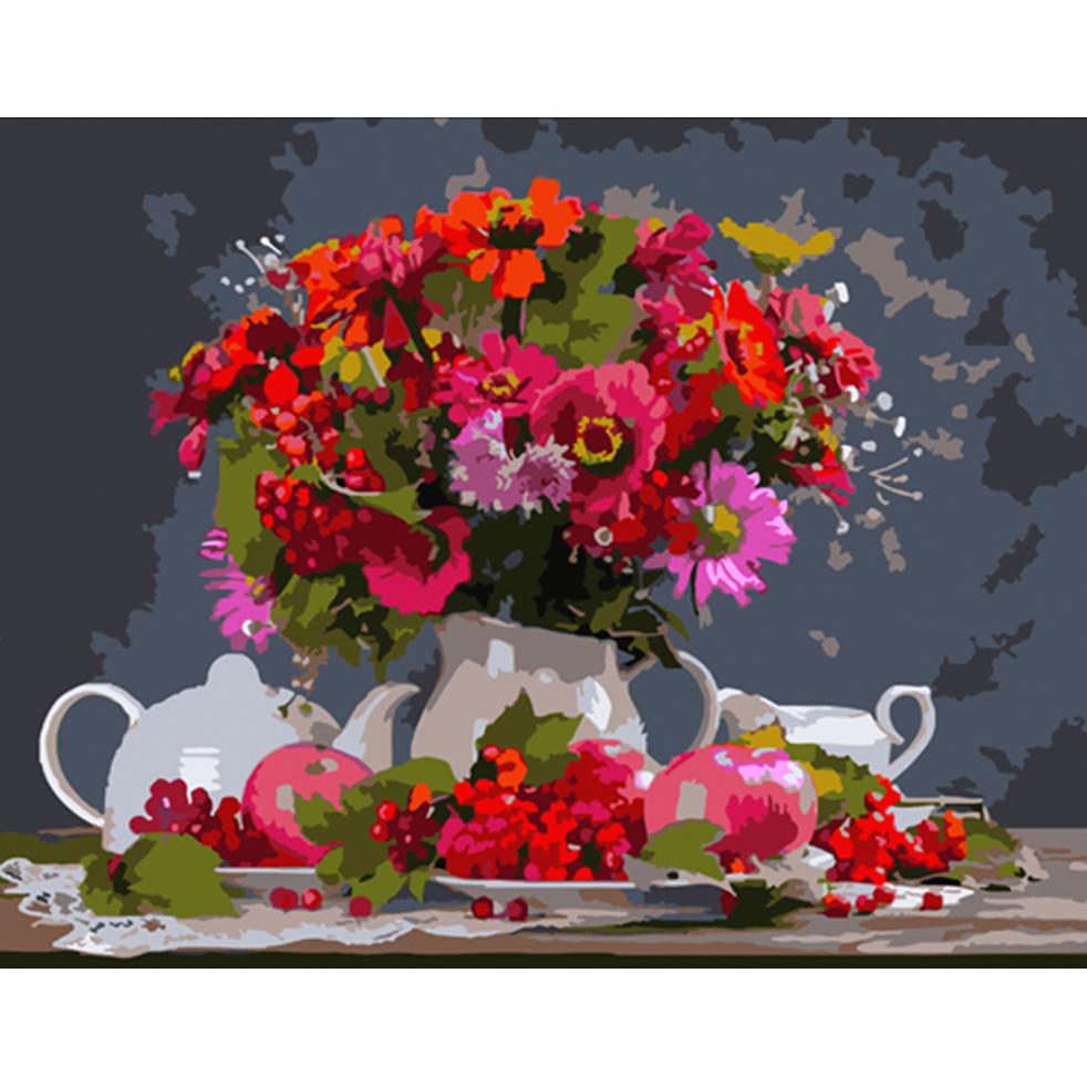 Картина за номерами Strateg Преміум Різнокольоровий натюрморт 40х50 см (HH046)