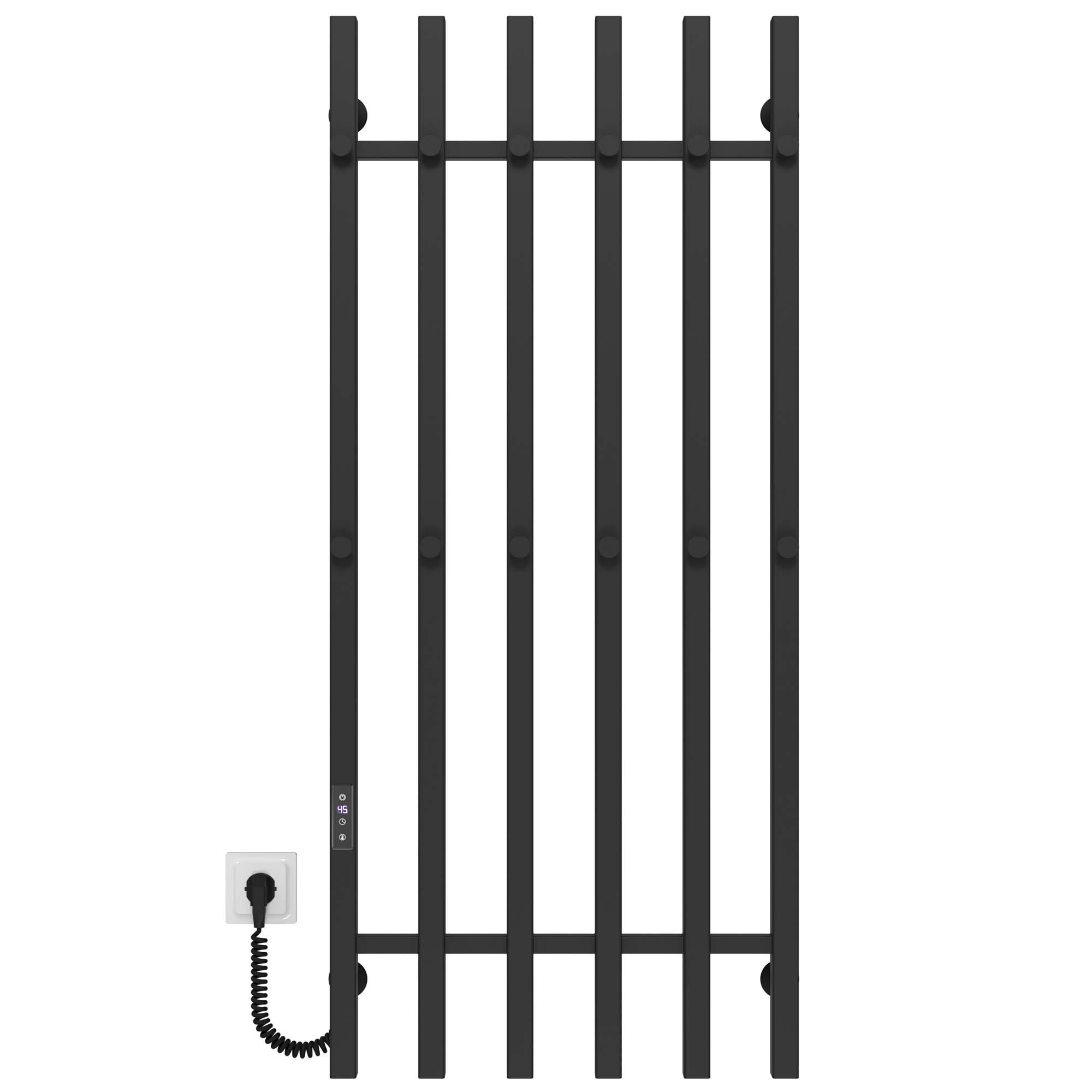 Полотенцесушитель электрический Deffi Split П6 JD04 левое подключение нержавеющая сталь 500x1200 мм Черный (A.SP.120.50.6.EBL2)