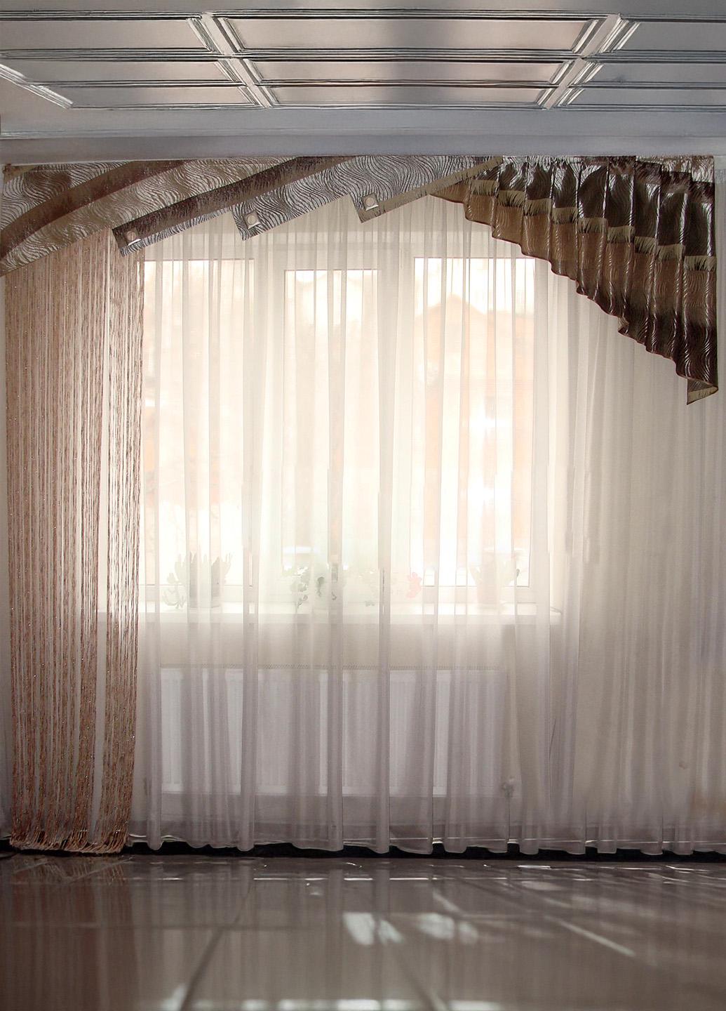 Ламбрекен жесткий Firanka асимметричный 3 м Бежевый (81ж)