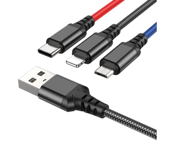 Кабель для зарядки USB Hoco X76 4в1 Type-C/Type-C/Lightning/Micro 2A 1 м Black