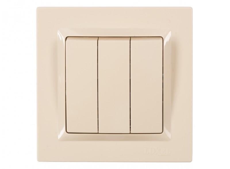 Выключатель трехклавишный Luxel JAZZ 9313 Кремовый (27550822)