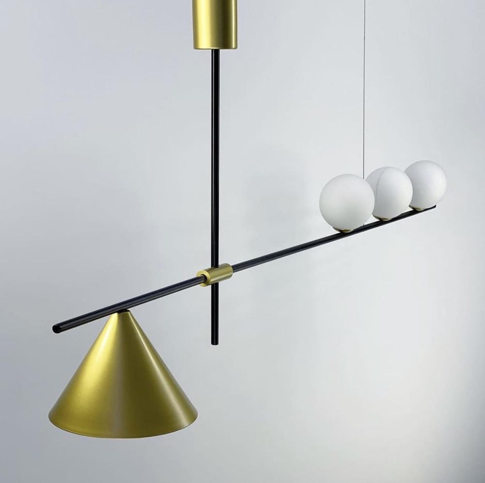 Светильник подвесной минималистичный в геометрических формах Черный (MD 2009-3+1) - фото 5