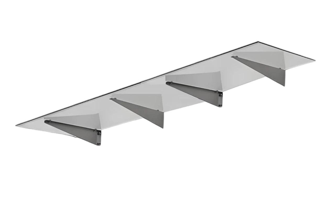 Козырек стеклянный Glass Construct 1000х2500 мм на четырех кронштейнах по 750 мм - фото 1