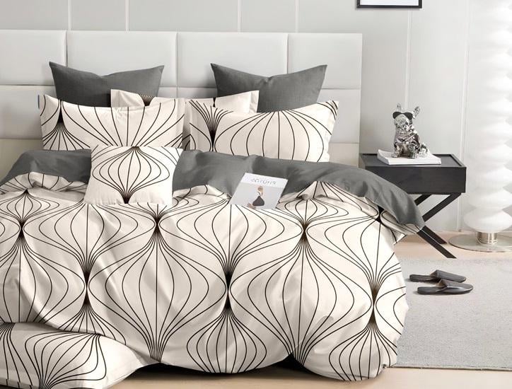 Комплект постельного белья Линии волнистые двуспальный бязь 200х220 см (Glux-5041/WP/2.0)