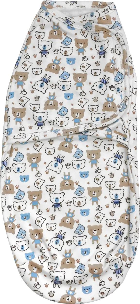 Пеленка-кокон на липучке Dexters Мишутка 56-62 см Белый