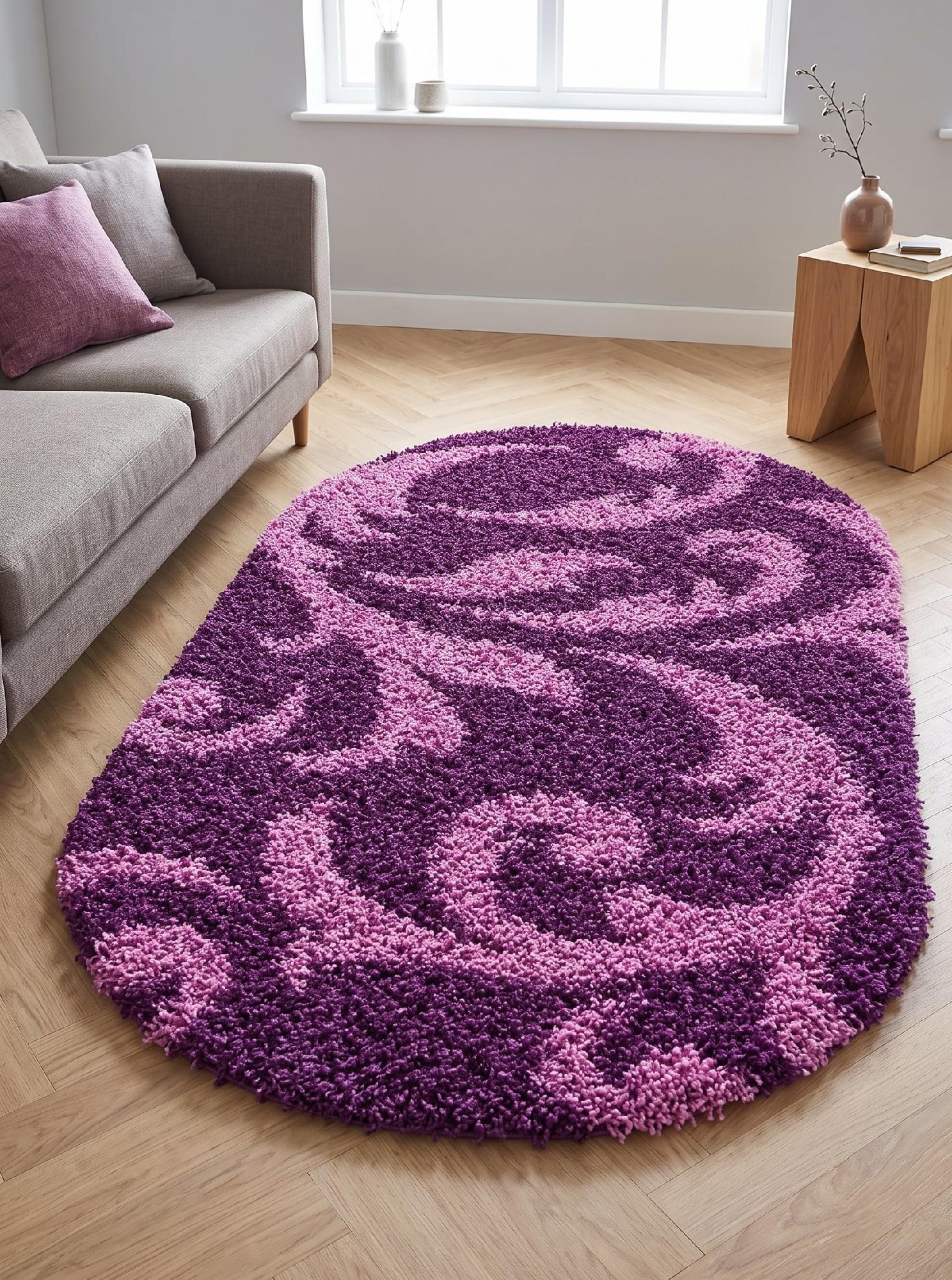 Ковер с высоким ворсом Loca 9161A овал 100x200 см Dark Purple (105551020) Ковер с высоким ворсом Loca 9161A овал 100x200 см Dark Purple (105551020)