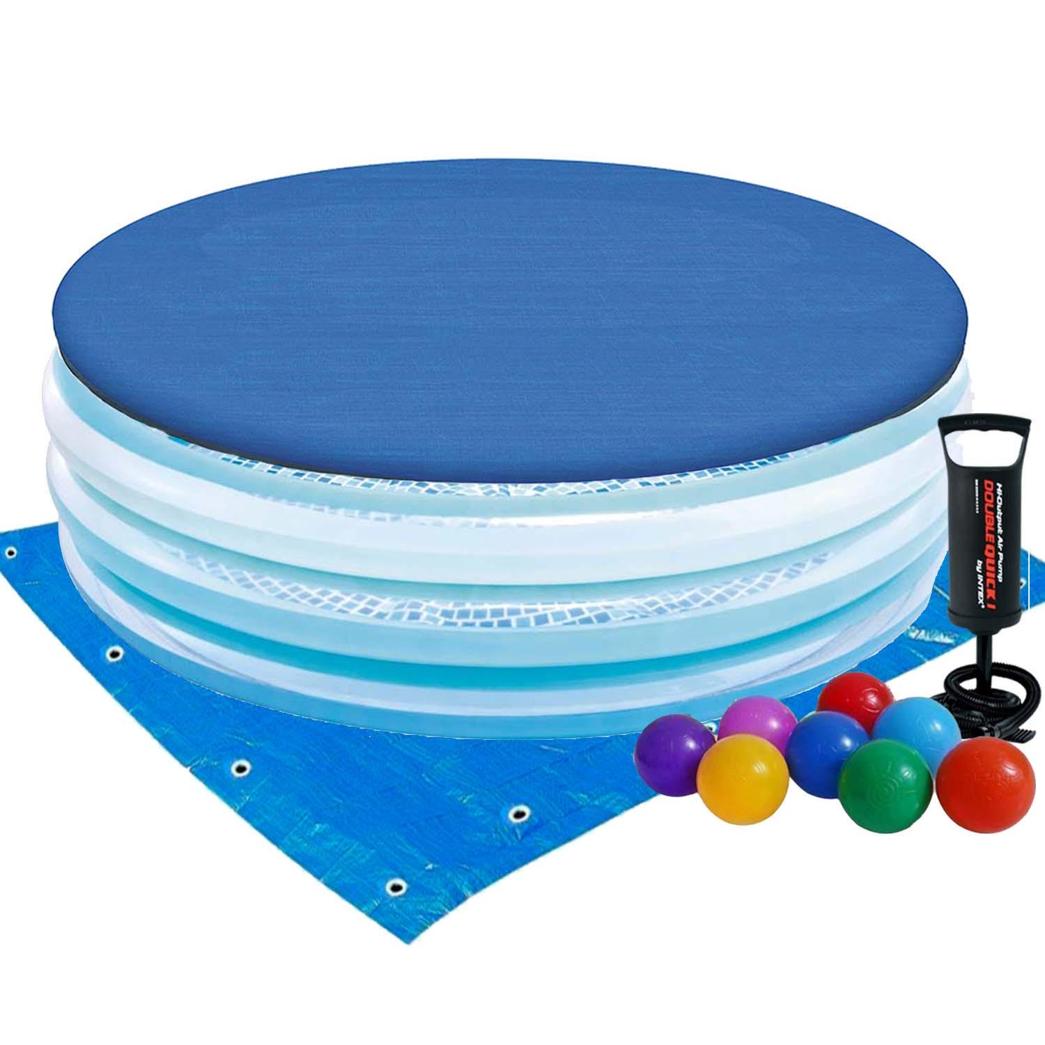 Басейн дитячий надувний Intex 58467-3 Блакитне щастя з кульками 10 шт/тентом/підстилкою/насосом 147х33 см (175594)