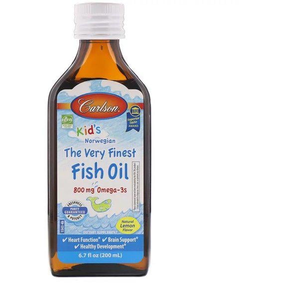 Омега 3 Carlson Labs Kid's The Very Finest Fish Oil 6.7 fl oz 200 мл Natural Lemon Flavor