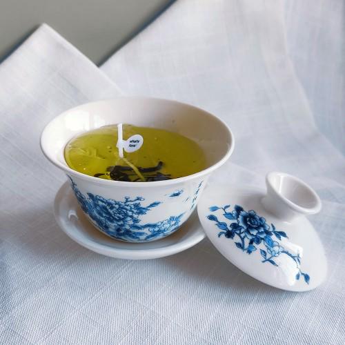 Ароматическая свеча гелевая фарфоровая расписная гайвань ручной работы (3604)