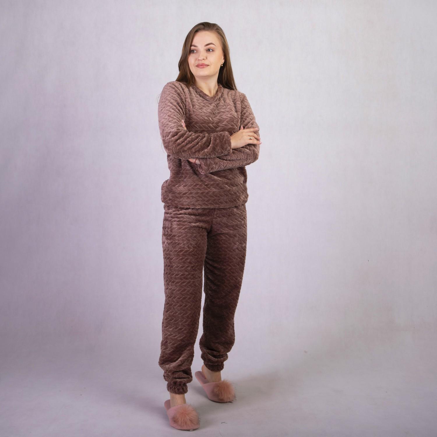 Пижама женская махровая GO-IN TN1-2103 р. 50-52 Коричневый - фото 2 Пижама женская махровая GO-IN TN1-2103 р. 50-52 Коричневый - фото 2