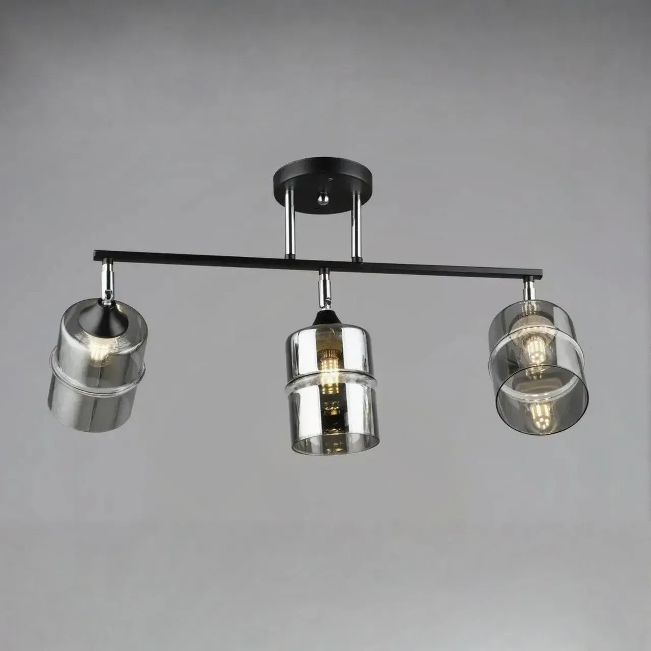 Светильник-спот потолочный Valeso на три затемненных плафона Е27 IP20 Черный/Хром (B K2286/3)