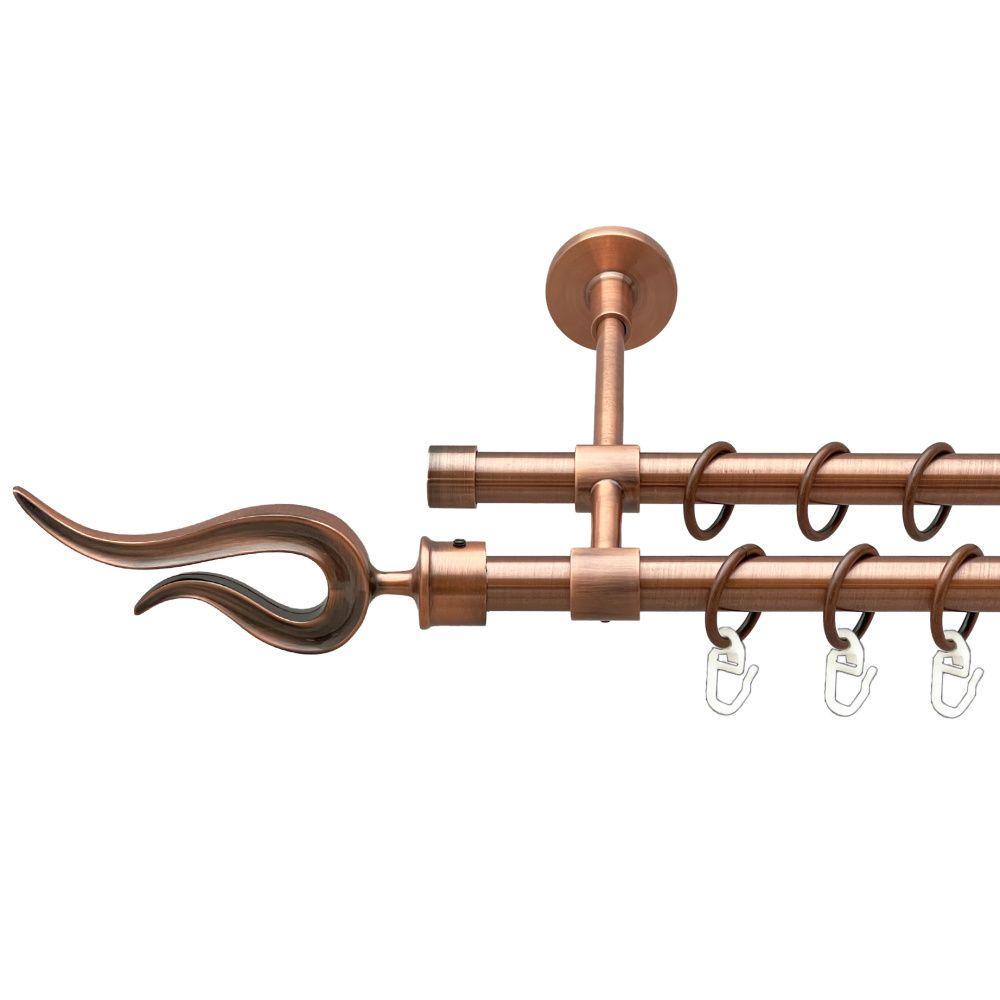 Карниз Orvit Виоло двухрядный гладкий 16/16 мм 200 см Античная медь (00-00019813)