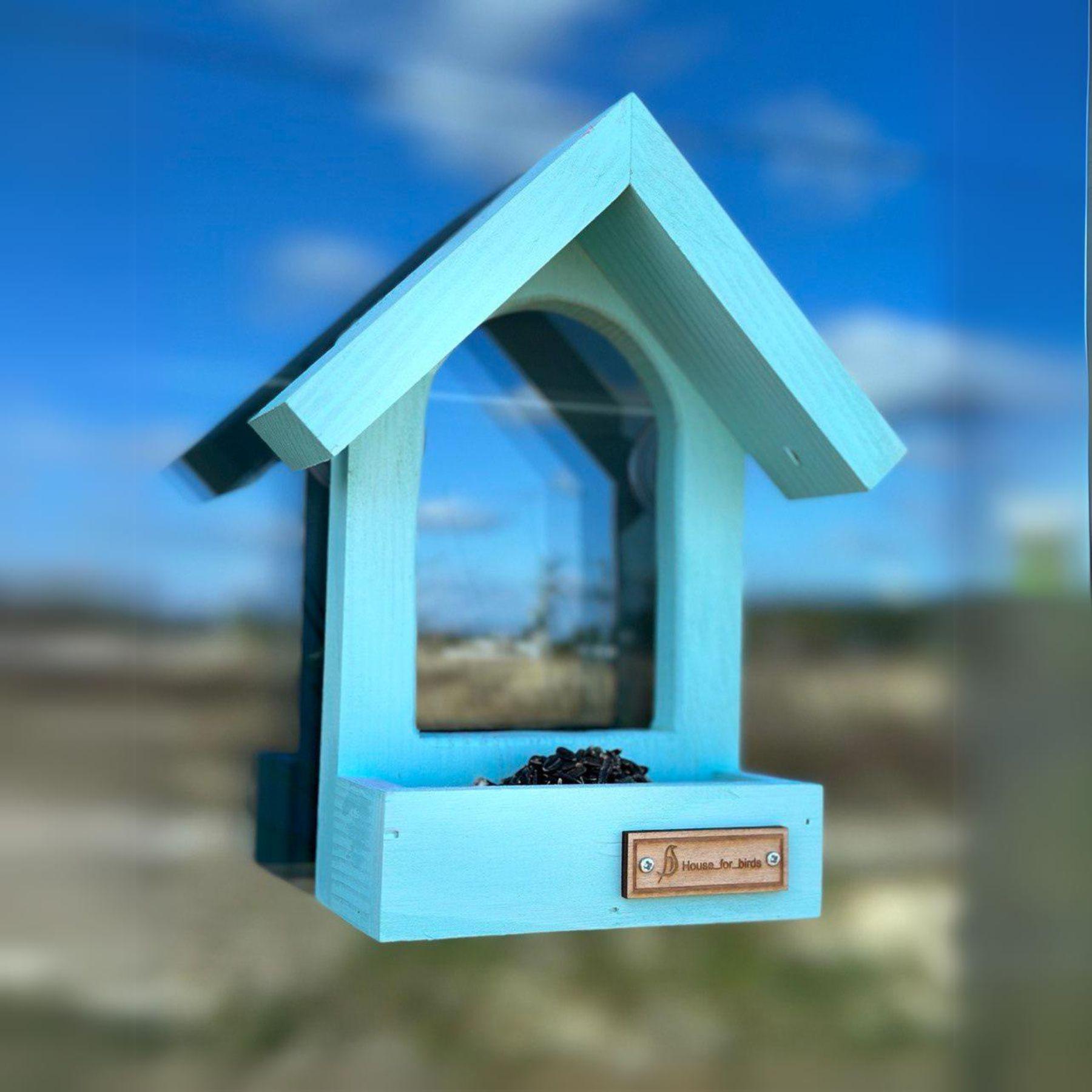 Кормушка для птиц на окно House for birds Балкон Голубой