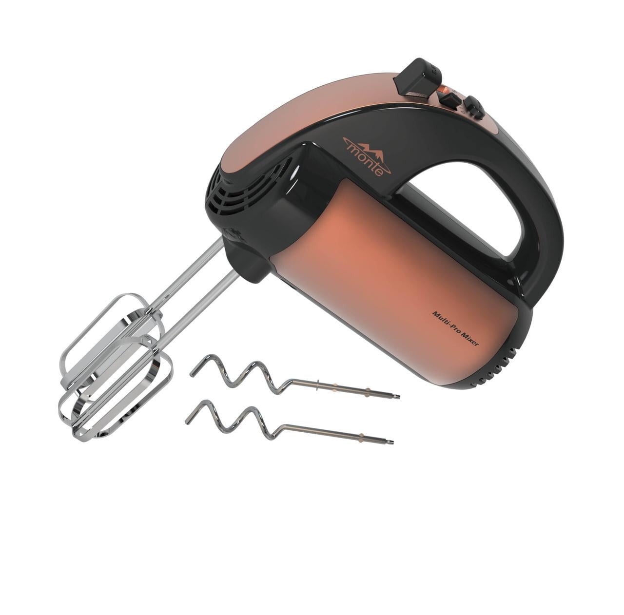 Міксер Monte MT-2008 800 Вт ручний 5 швидкостей/турбо з нержавіючої вставкою віночки та гаки для тесту