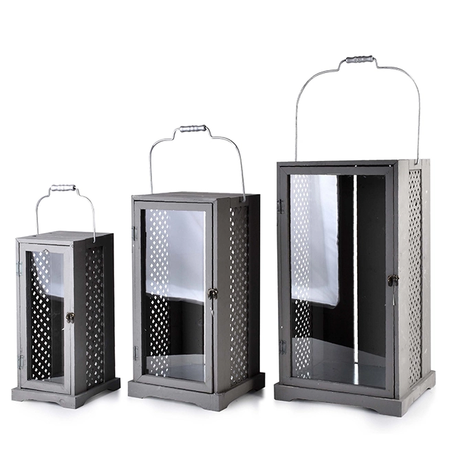 Комплект деревянных фонарей Levi Silver HTO2147 3 шт. (35270)