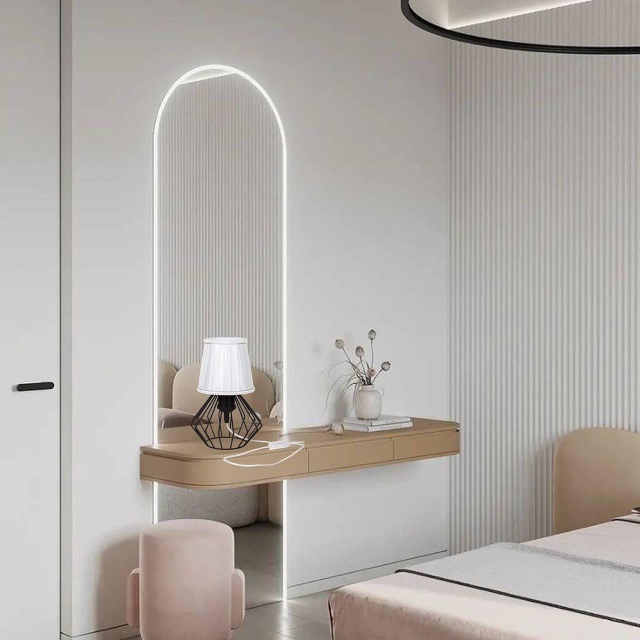 Лампа/нічник настільна з абажуром Білий (56-T108F03 BK+WH) - фото 2