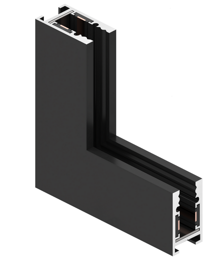 Соединитель угловой вертикальний для магнитного шинопровода накладного и подвесного MERALLI Черный (TRUN0V002)