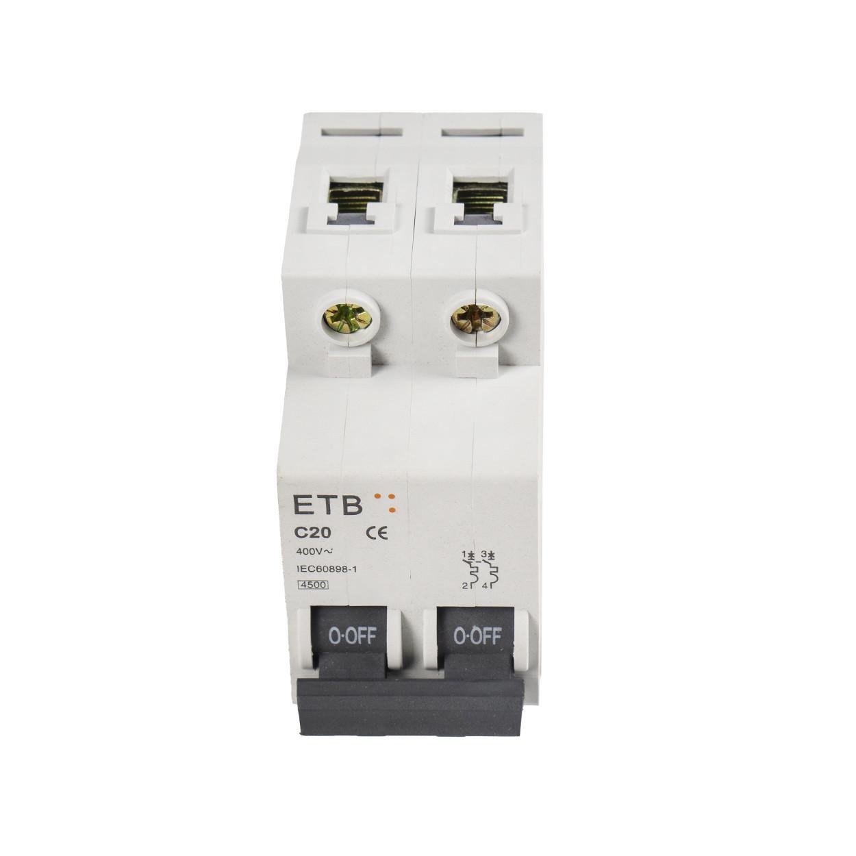 Автоматический выключатель TESLA ETB C20 2-полюсный 400В (132) - фото 2 Автоматический выключатель TESLA ETB C20 2-полюсный 400В (132) - фото 2