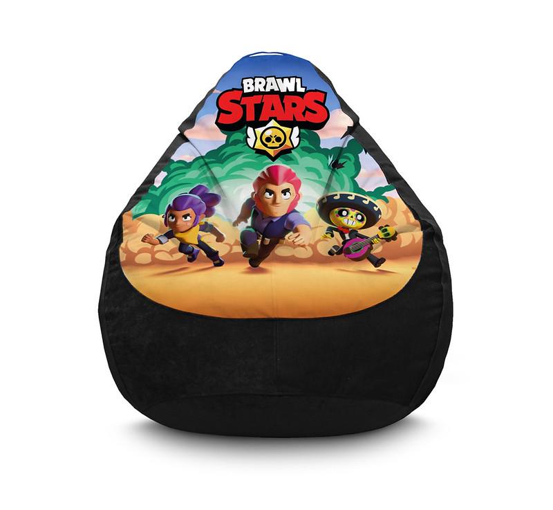 Кресло мешок iPuff Brawl Stars Characters Black Флок XL 80x110 см Черный