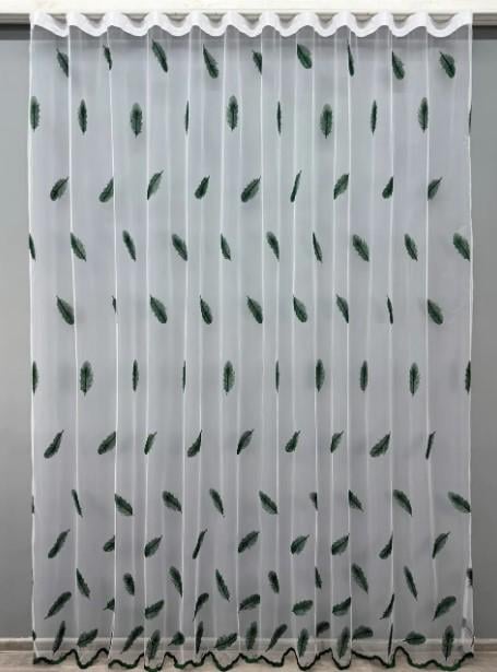 Тюль в гостиную/спальню с узором фатин Пиринки Белый/Зеленый (1514т) Тюль в гостиную/спальню с узором фатин Пиринки Белый/Зеленый (1514т)