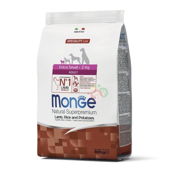 Корм для взрослых собак Monge Dog Extrasmall ягненок/рис и картофель 0,8 кг (27260399)