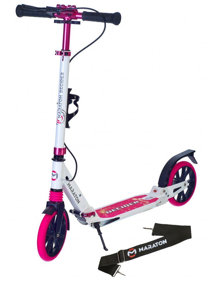 Самокат Maraton Decider с амортизаторами и подногой + ремень Розовый Самокат Maraton Decider с амортизаторами и подногой + ремень Розовый