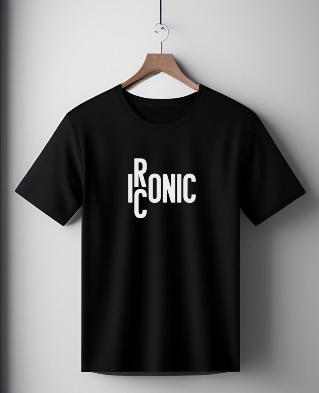 Футболка унісекс з написом "Іronic-iconic" оверсайз XL Чорний - фото 1