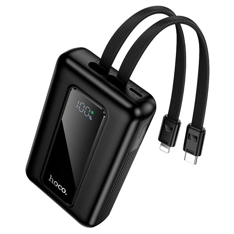 Повербанк Hoco J162 10000 mAh USB-A Type-C LED екран з кабелями Чорний (650570)
