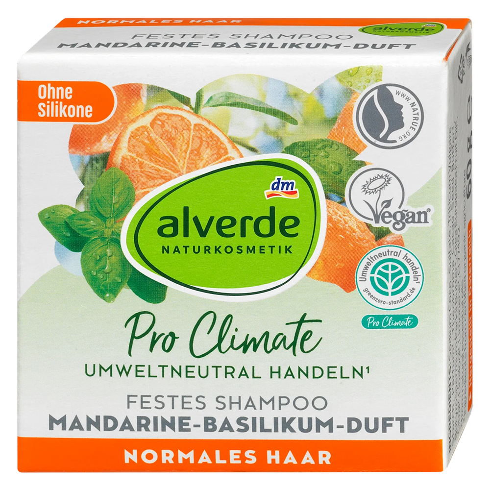 Шампунь твердый Alverde Naturkosmetik Pro Climate с ароматом мандарина и базилика 60 г