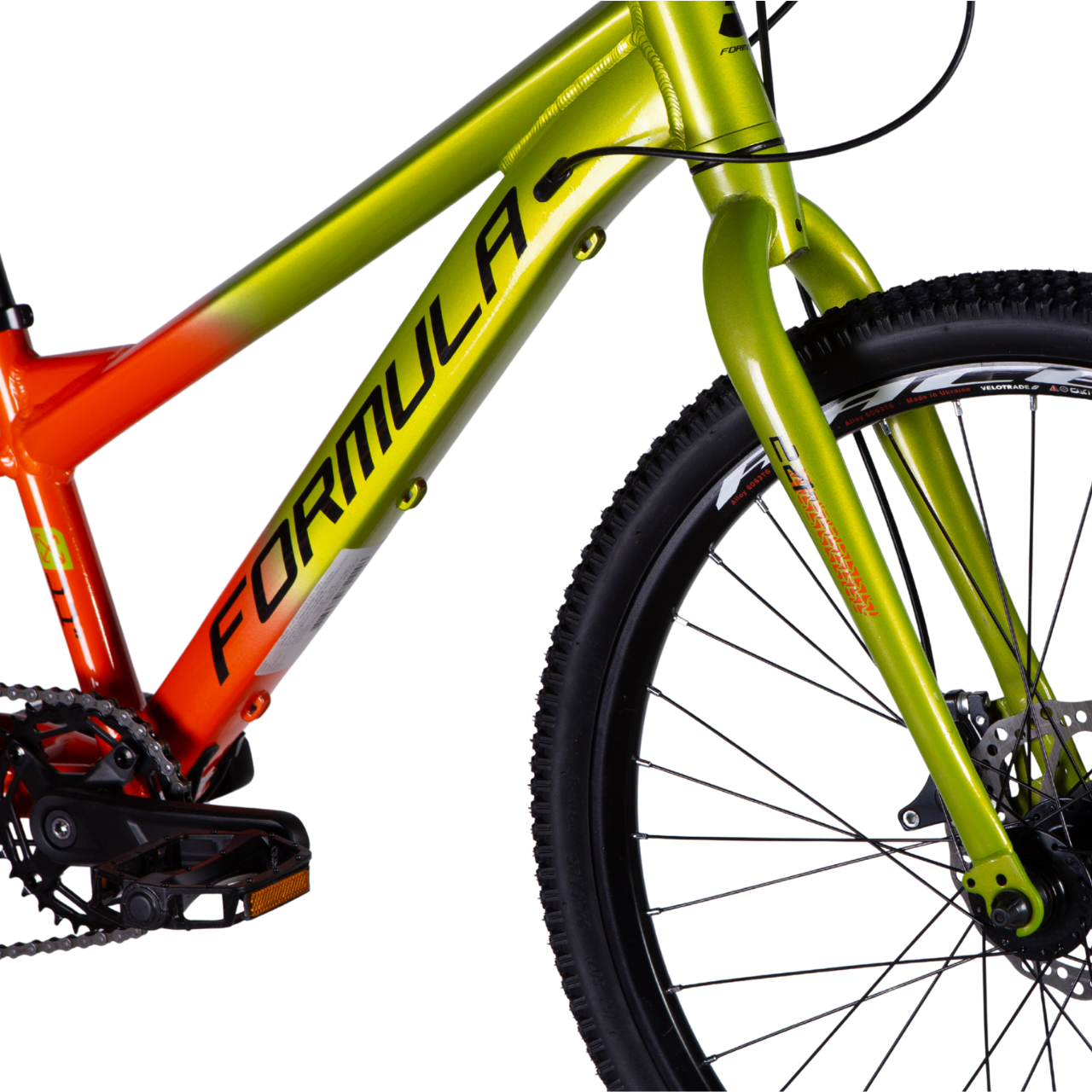 Велосипед подростковый Formula F-1 DD CS 2025 AL 24" 11" Зелено-оранжевый - фото 4