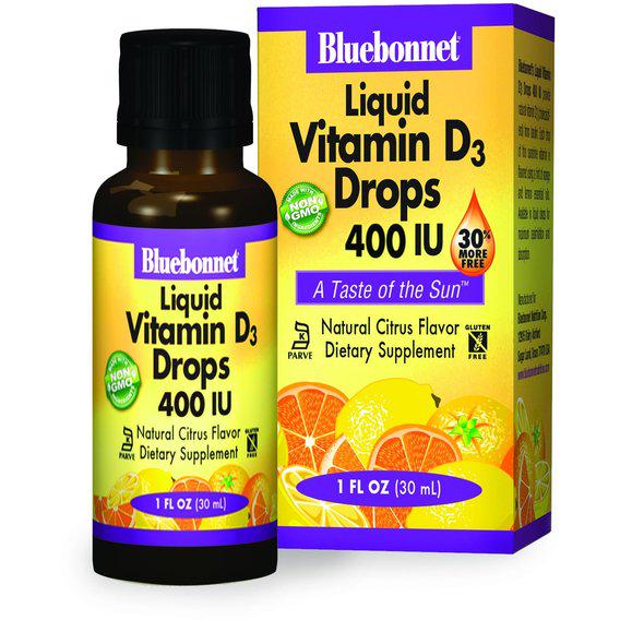 Вітамін D Bluebonnet Nutrition Liquid Vitamin D3 400 IU 30 мл Natural Citrus Flavor (BLB0372)