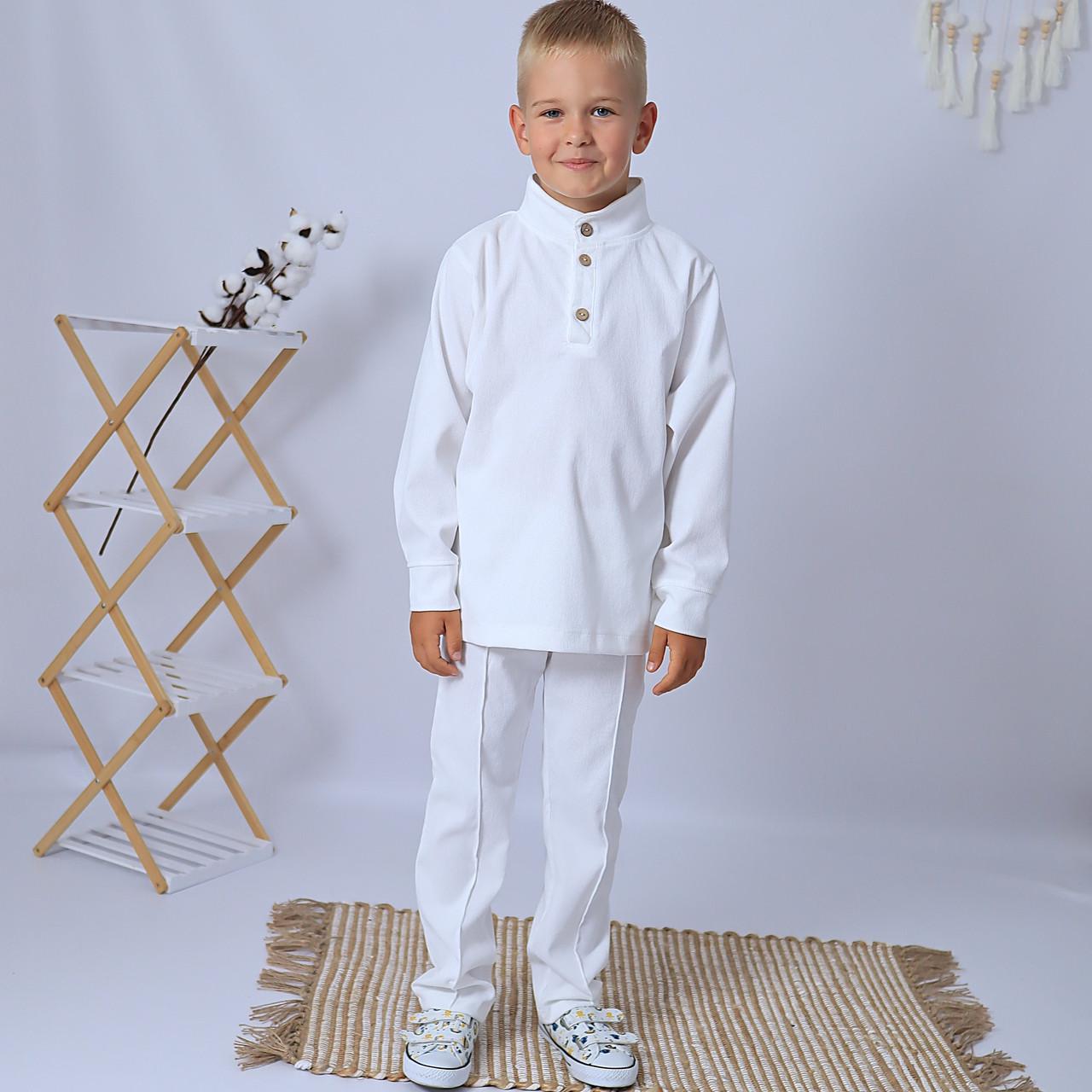 Костюм школьный для мальчика праздничный вельветовый рубашка/штаны Белый (1110919921)