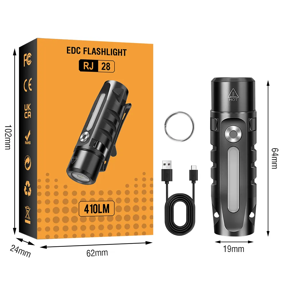 Ліхтар акумуляторний Boruit RJ28 EDC 6500K Type-C 200 mAh IP66 Чорний - фото 10 Ліхтар акумуляторний Boruit RJ28 EDC 6500K Type-C 200 mAh IP66 Чорний - фото 10