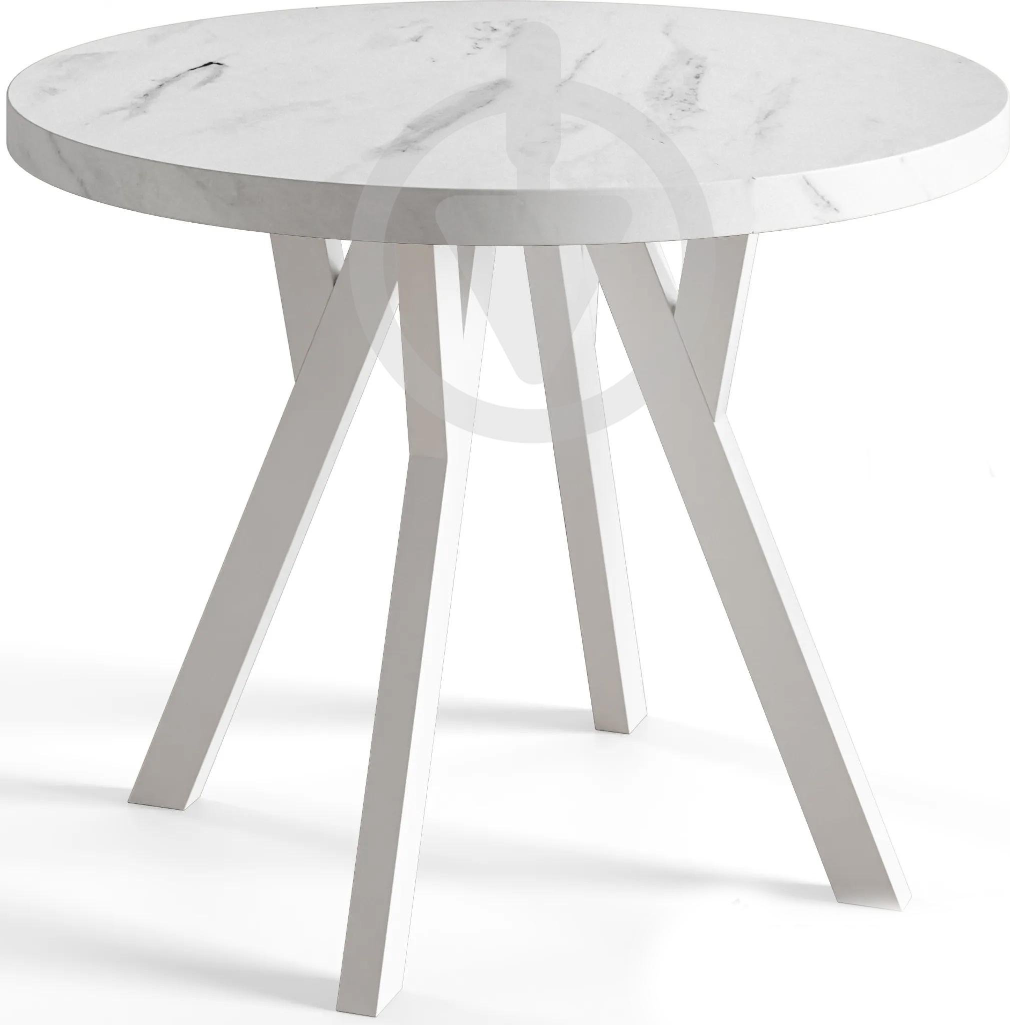 Стол кухонный круглый RoMax Lite Loft 80 см Мрамор Хрусталь/Белый - фото 1 Стол кухонный круглый RoMax Lite Loft 80 см Мрамор Хрусталь/Белый - фото 1