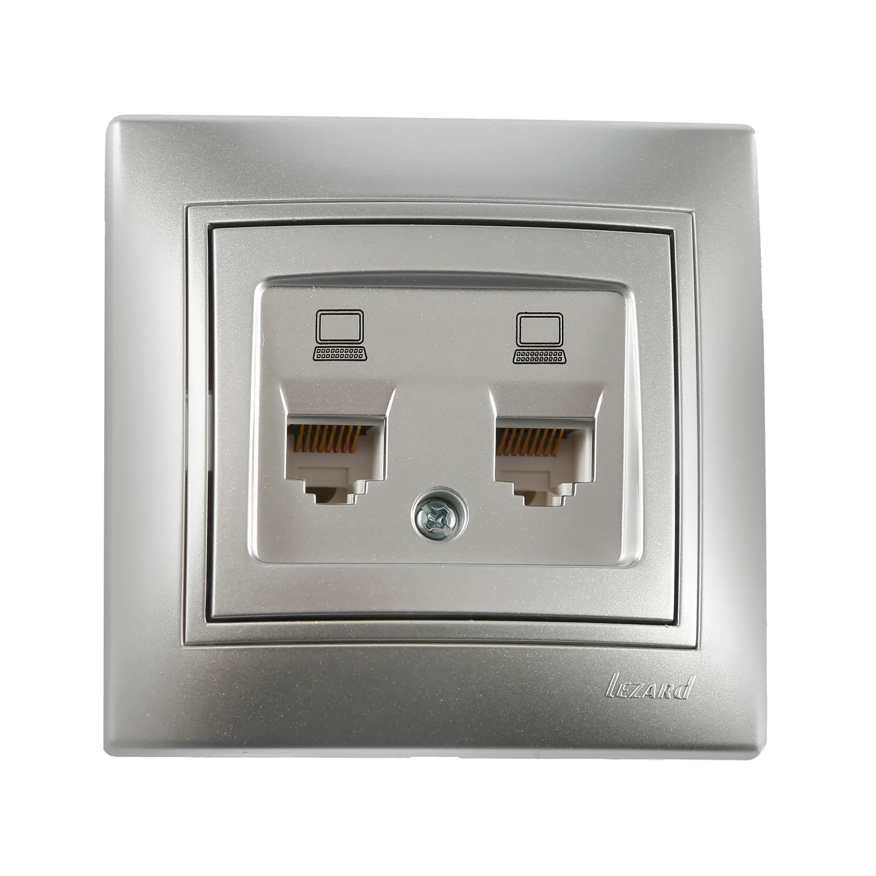 Розетка Lezard Mira 2-я компьютерная Металлик