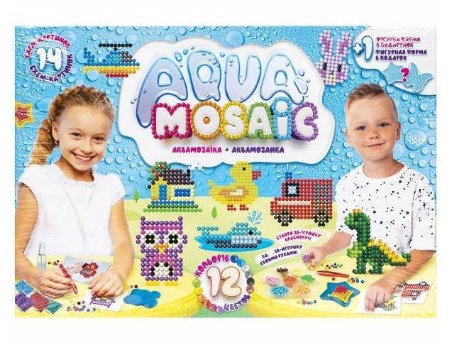 Набор для творчества Danko toys Aqua mosaic 12 цветов 14 схем-картинок (AM-01-03)