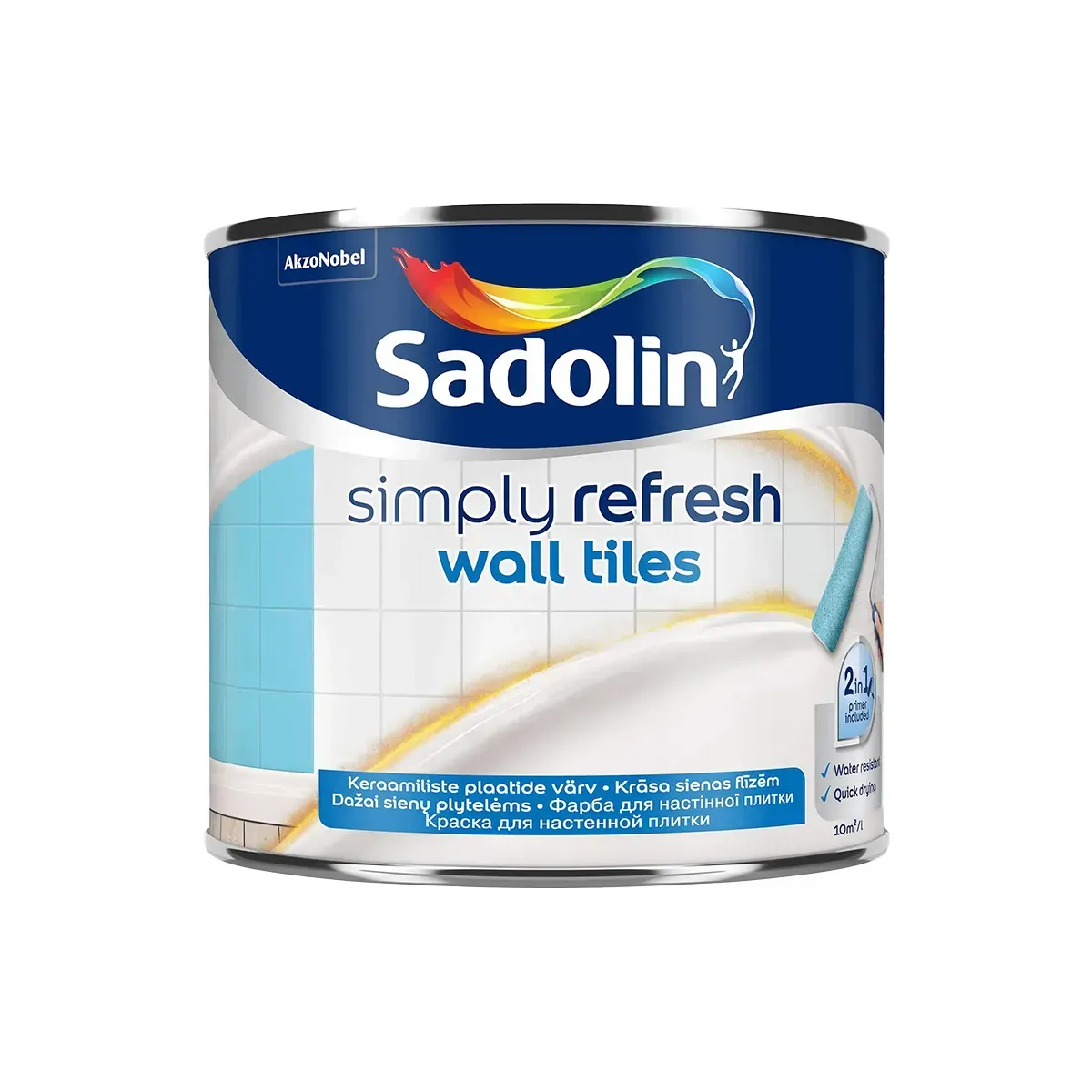 Краска для керамики и настенной плитки полуматовая Sadolin Simply Refresh Wall Tiles 2,5 л BW Белый (2894002243)
