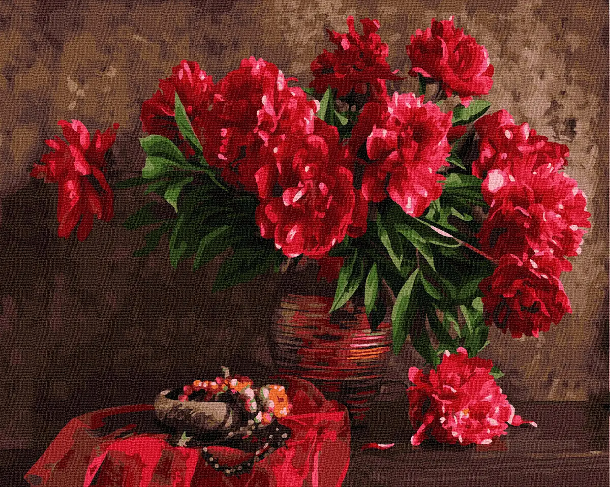 Картина по номерам Brushme Красные пионы в вазе 40x50 см (BRM21864)