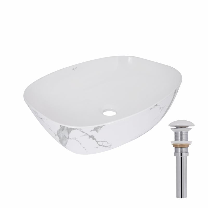 Раковина накладна Qtap Cardinal QTCAR188MR49826 прямокутна з донним клапаном 500x380x140 мм Мармур (SD00055950)