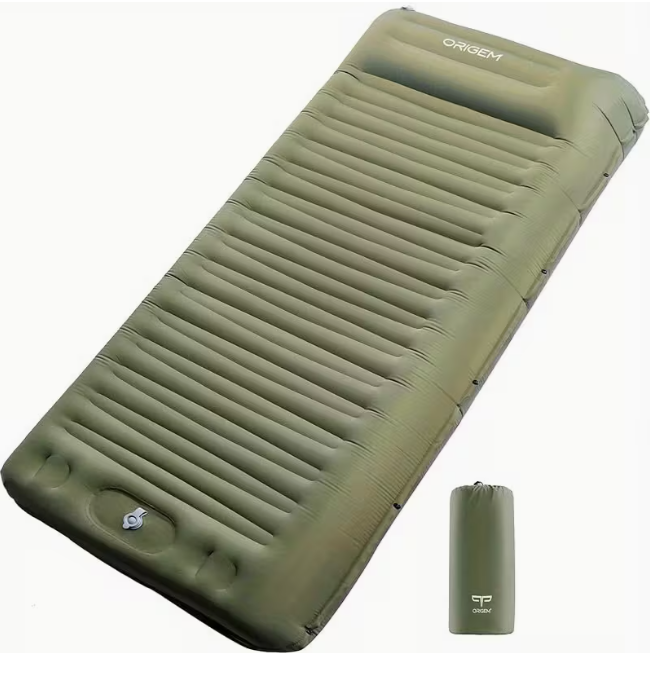 Каремат надувний туристичний з подушкою та вбудованим насосом 200x70 см (1407)