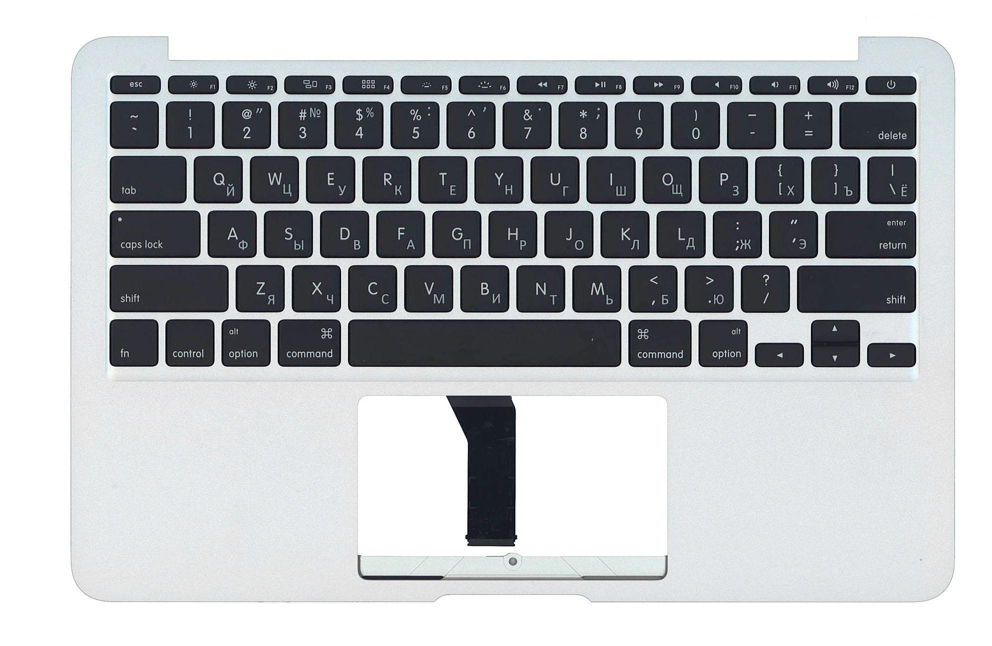 Клавиатура для ноутбука Apple MacBook Air 2013+ A1465 Silver TopCase горизонтальный Enter Black