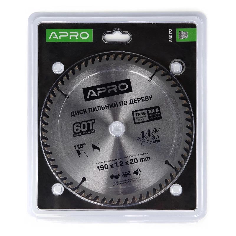 Диск пильный по дереву Apro 190х20/16х60T (830173) - фото 2 Диск пильный по дереву Apro 190х20/16х60T (830173) - фото 2