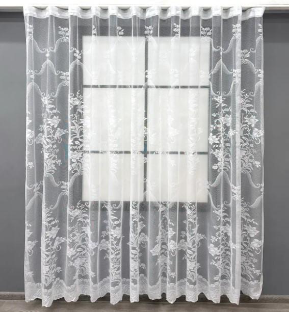 Тюль жаккард с принтом 2 м Белый (1612т)