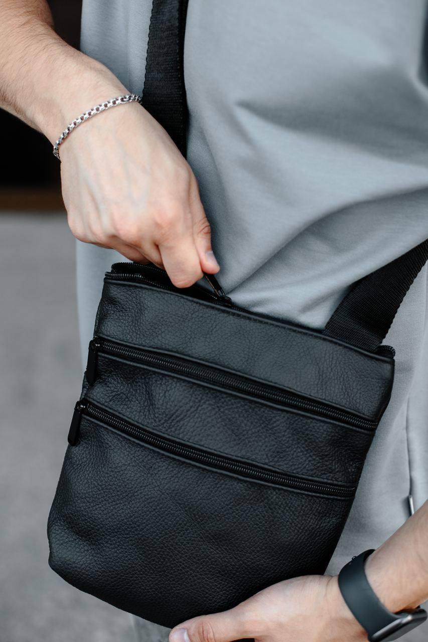 Барсетка мужская кожаная 4 отделения Черный (49239) - фото 4 Барсетка мужская кожаная 4 отделения Черный (49239) - фото 4