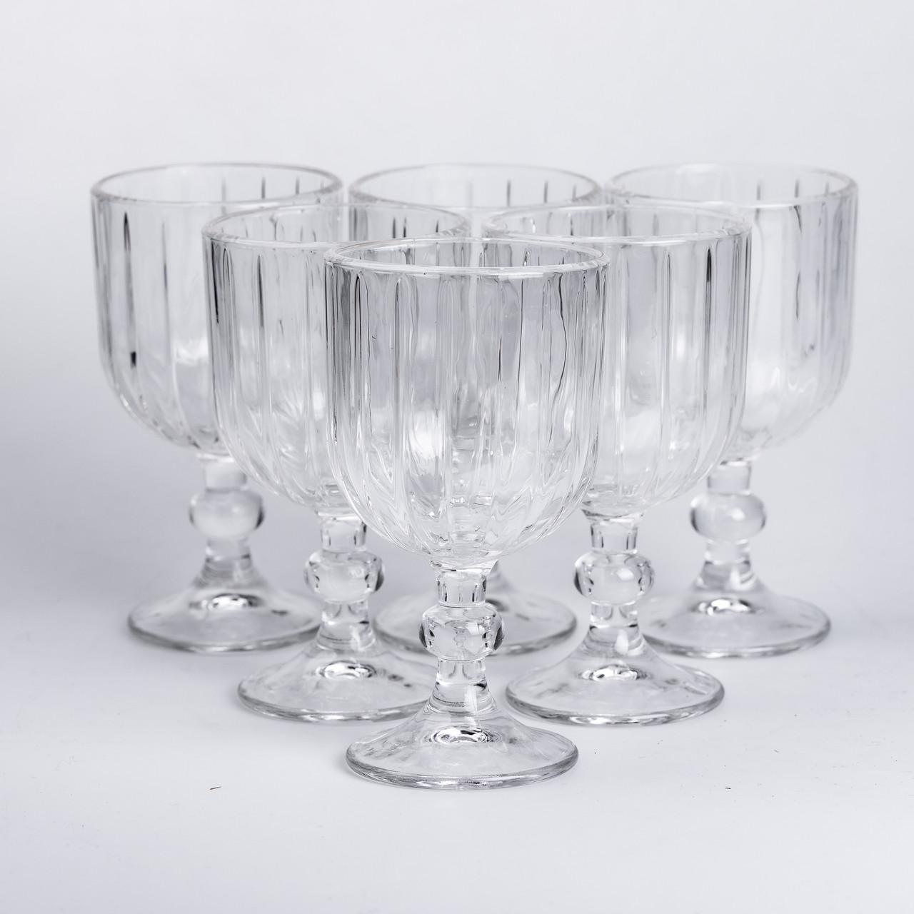 Подарунковий набір скляних келихів для вина на ніжці 6 шт. 400 мл Подарунковий набір скляних келихів для вина на ніжці 6 шт. 400 мл