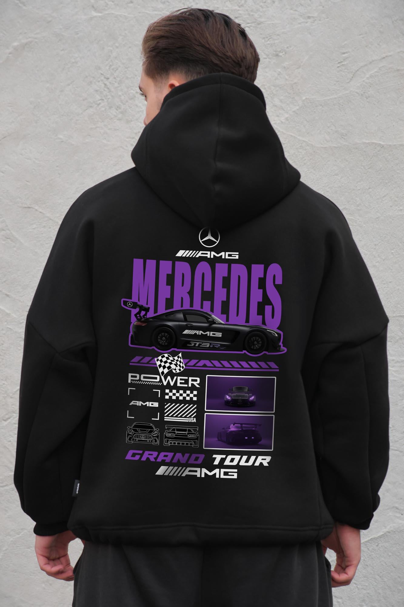 Худи на флисе с капюшоном и принтом оверсайз Without Mercedes One size Black (8056495 8056496)
