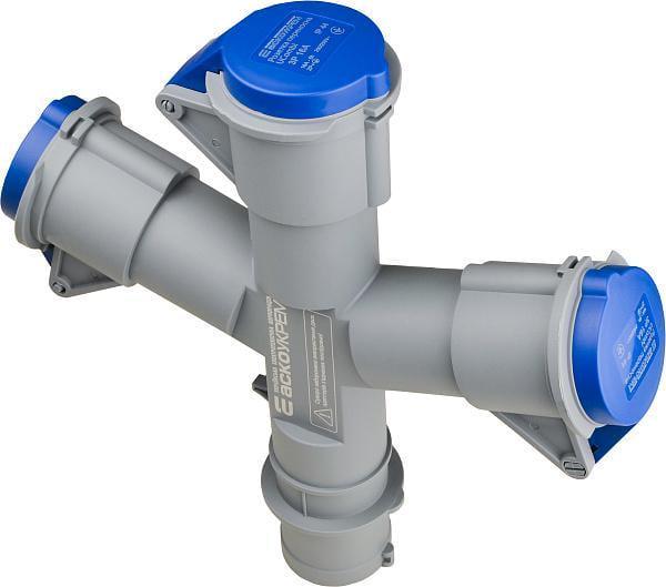 Адаптер 1Вилка 3 розетки АСКО-УКРЕМ серии UСombi 3P 16A IP 44 (A0080010164)