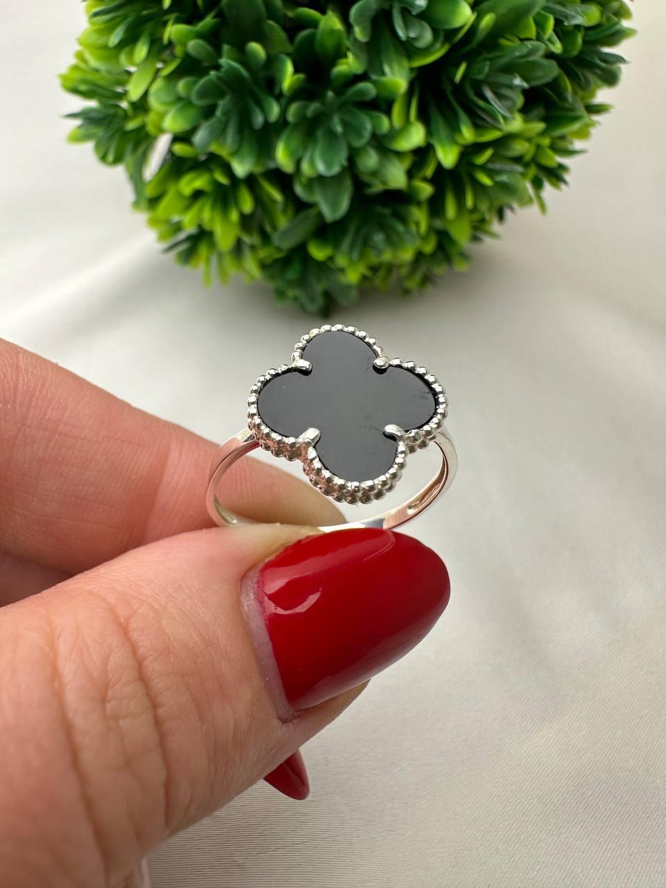 Кольцо серебряное Ван клиф оникс р. 19,5 925 проба (30079710) - фото 4 Кольцо серебряное Ван клиф оникс р. 19,5 925 проба (30079710) - фото 4