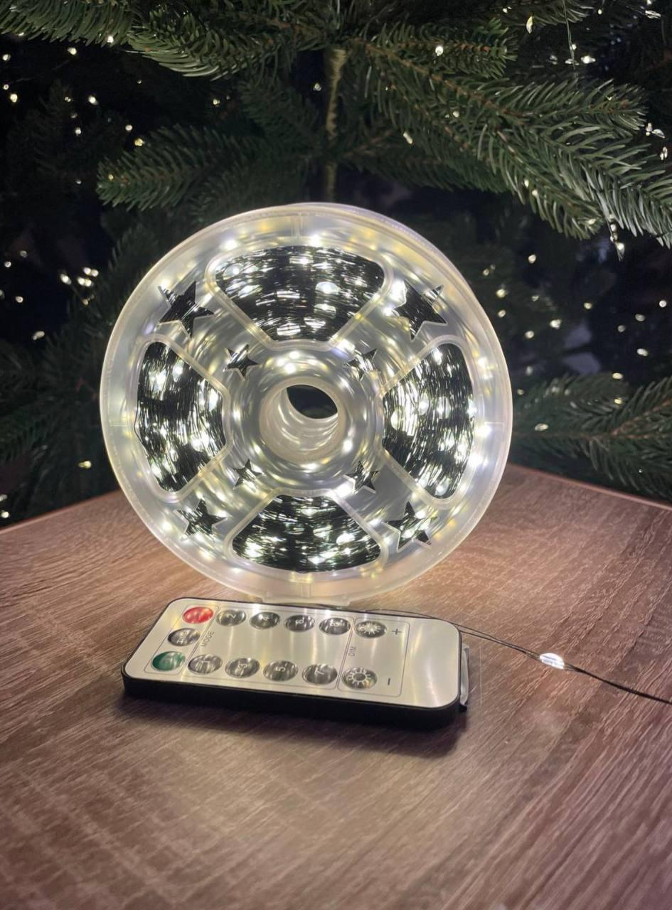 Гирлянда Роса 200 м 2000 LED Белый теплый/Зеленый провод (6453)